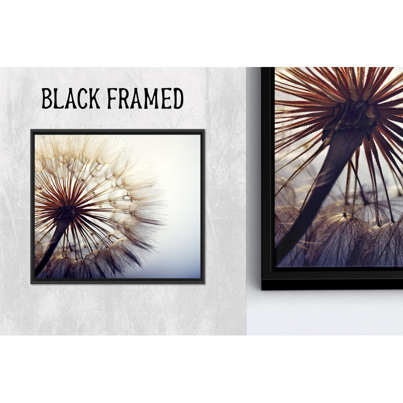 Art moderne sur toile imprimée abstraite: Élégante décoration murale pissenlit, 1P BlackFramedCanves, 15,8 po H x 15,8 po l