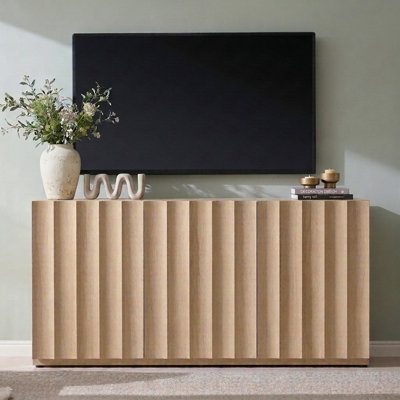 Fluted TV Stand for TVs up to 65", Entertainment Center with Adjustable Shelves