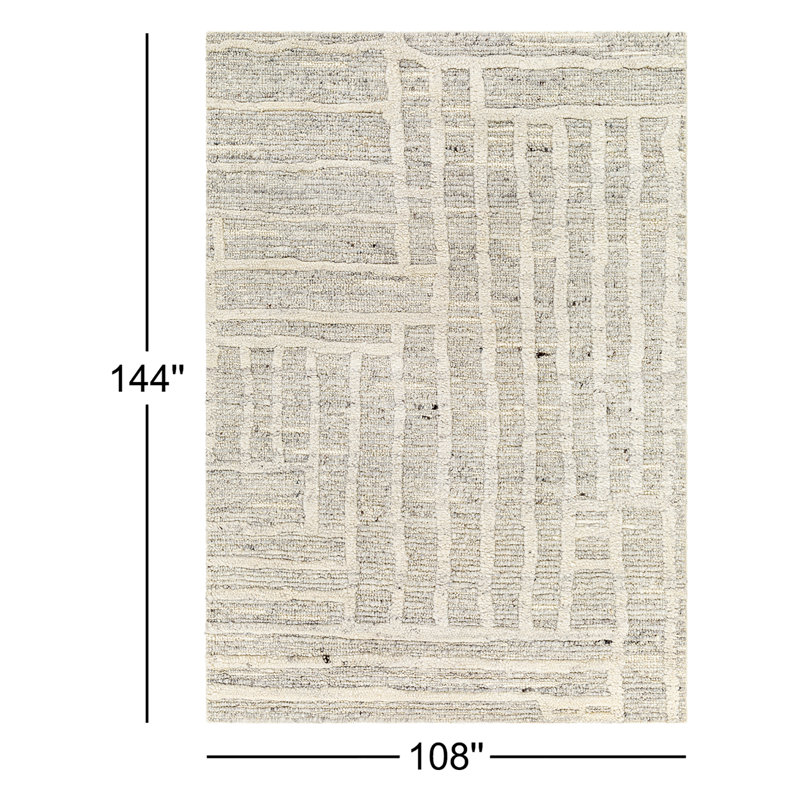 Edwardo Wool Abstract Area Rug, Rectangle 9' x 12'