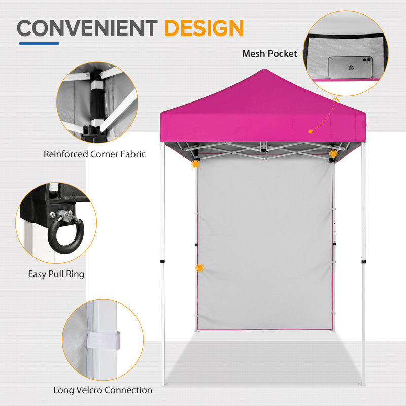 Pink Outdoor Portable Canopy Tent with Removable Sunwall