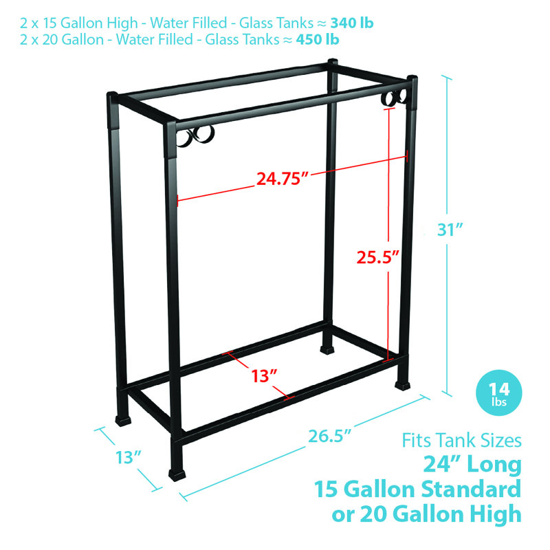 Rectangle Aquarium Stand, Black 15 Gallon