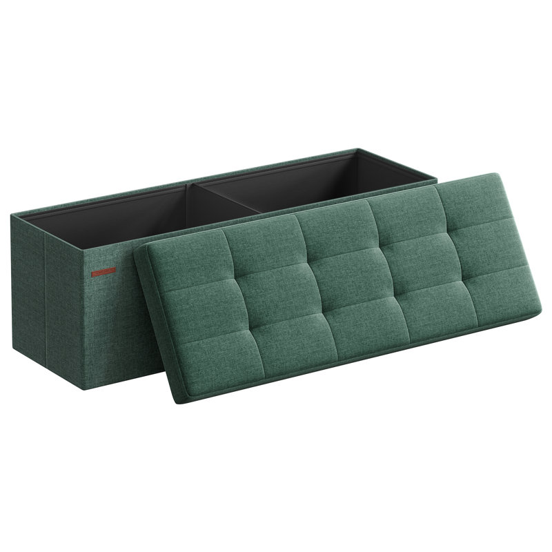 110x38x38cm Linen Upholstered Storage Bench, Retro Green