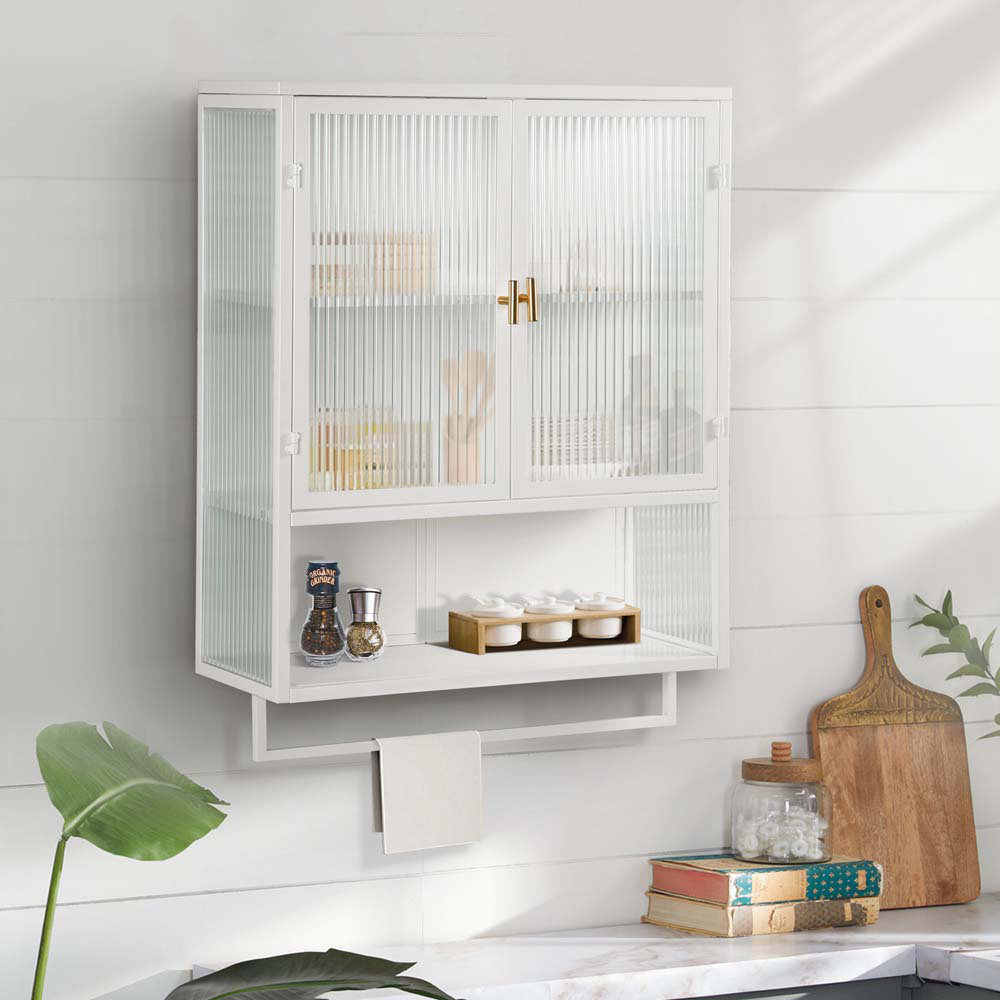 Latitude Run® 23.62"Glass Doors Modern Two-Door Wall Cabinet | Wayfair