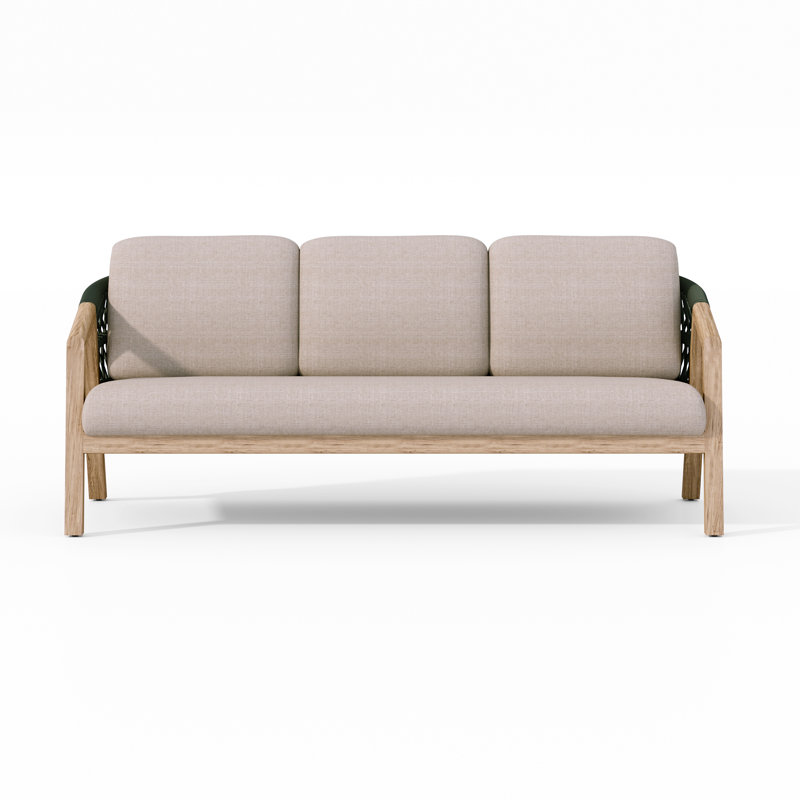 Très grand canapé d'extérieur en aluminium thermolaqué de 72,5 po avec coussins de siège et table basse Carice