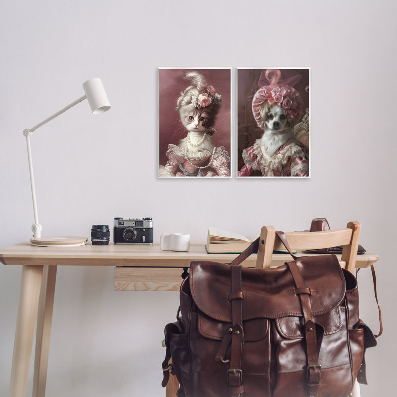 «Your Highness Cat & Dog», ensemble de 2 plaques murales, conception par Annabelle Hall, H 15 po x l 10 po
