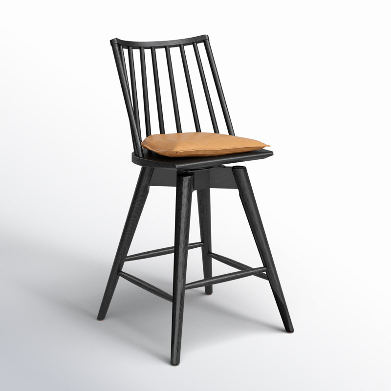 Lewis 27 Stool, Counter Stool (26.98" Seat Height), Whiskey Saddle/Top Grain Leather
