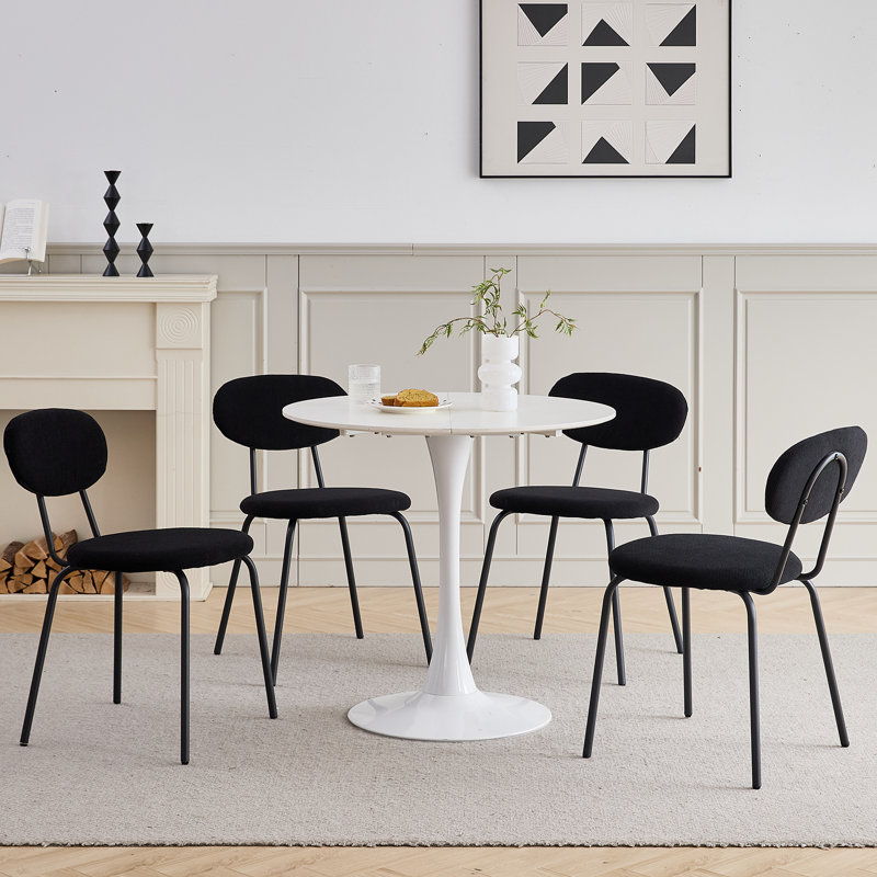 Cotton Blend Upholstered Metal Stacking Accent, Black, 6