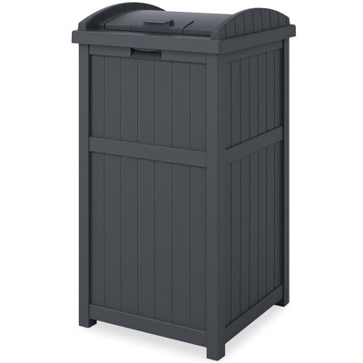 Outdoor hidden storage bin, resin trash can with lid, network version, 30-gallon capacity-2 Pack