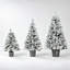 Ensemble de 3 sapins de Noël artificiels en pot, préilluminés et floqués, avec lumières DEL multi-modes.