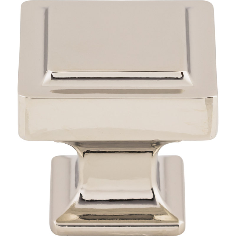 Ascendra 1 1/8" Length Square Knob, Polished Nickel, 1 1/8" Length