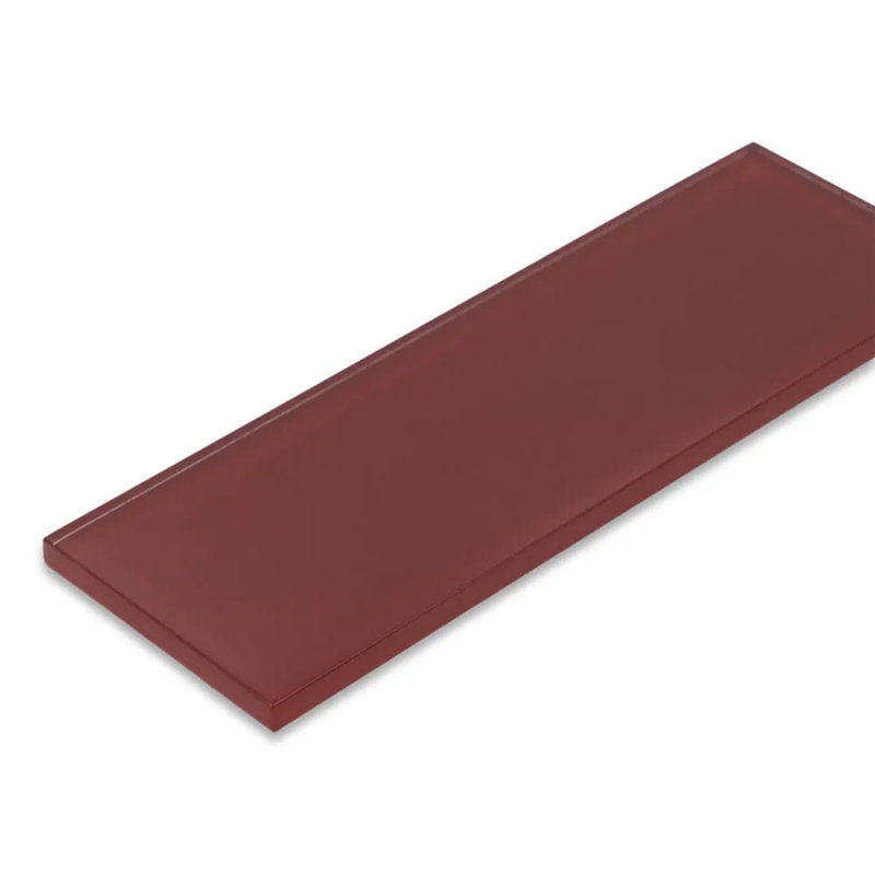 Carreau de verre brillant 3 x 9 coquelicots San Mauro, Cacao brillant