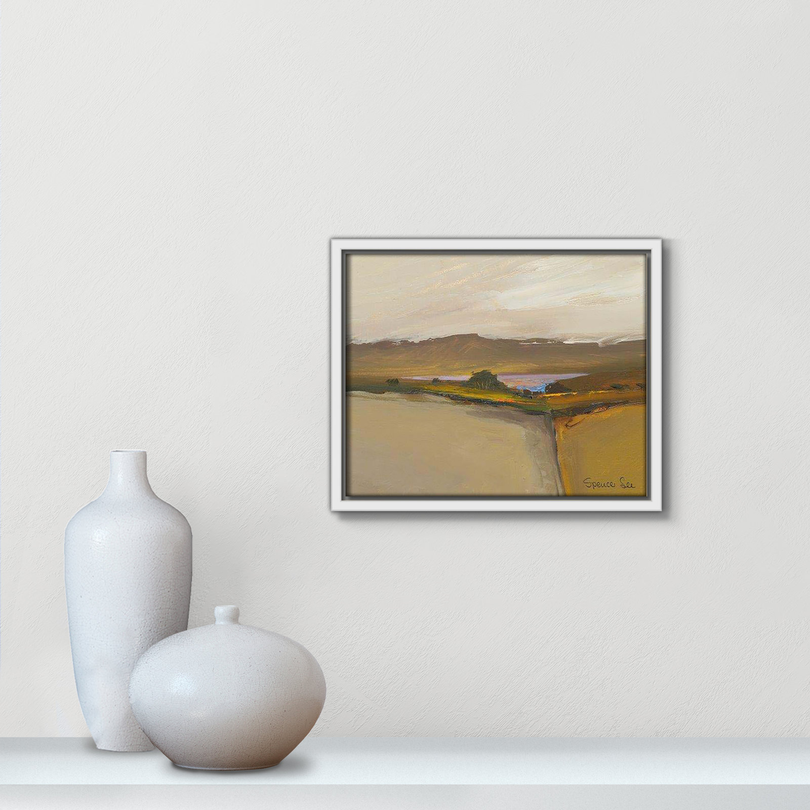 Heaven And Earth IV by Spencer Lee, 9.5'' H x 11.5'' W x 2'' D, White Framed