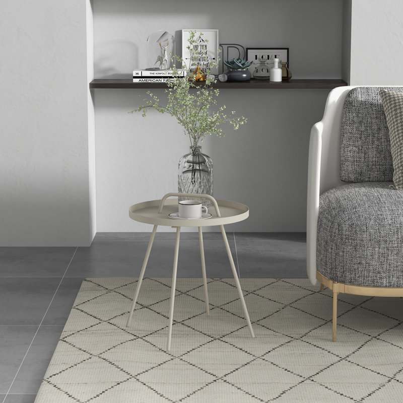 Table d'appoint en acier inoxydable Gurtrude, Blanc