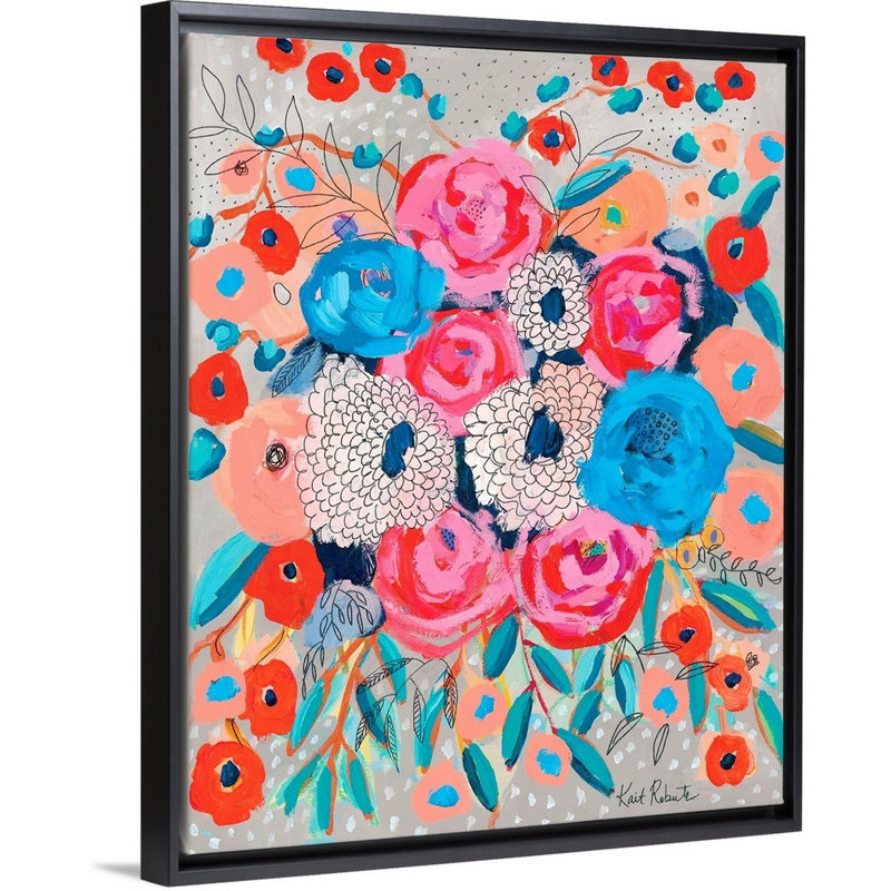 «Flowers Are the Response» par Kait Roberts, reproduction d'art sur toile, Cadre noir, H 32 po x l 26 po x P 1,75 po