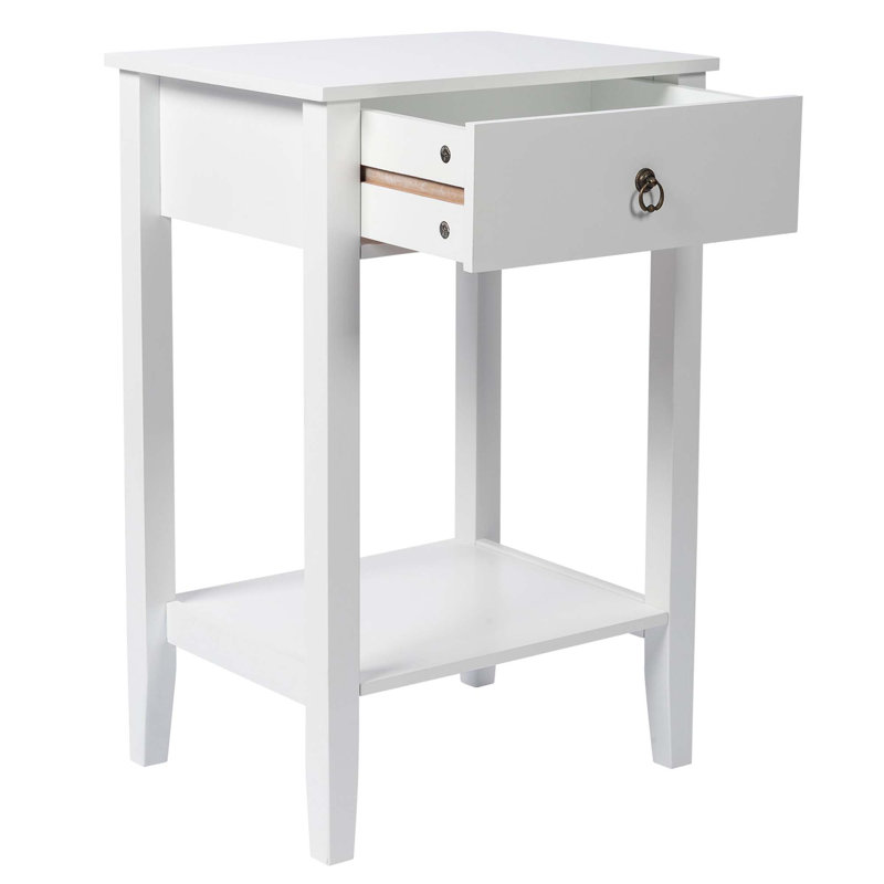 Two-Layer Bedside Cabinet Table With Drawer