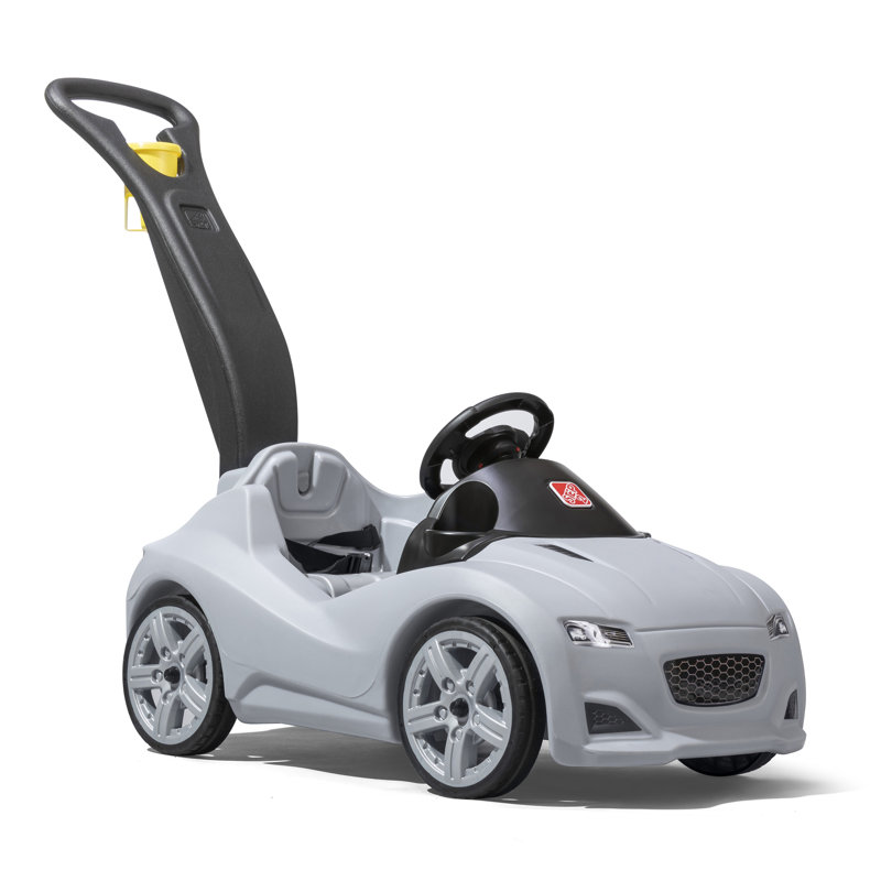 Gray All-Terrain Push Ride-On Car with Seat Belt