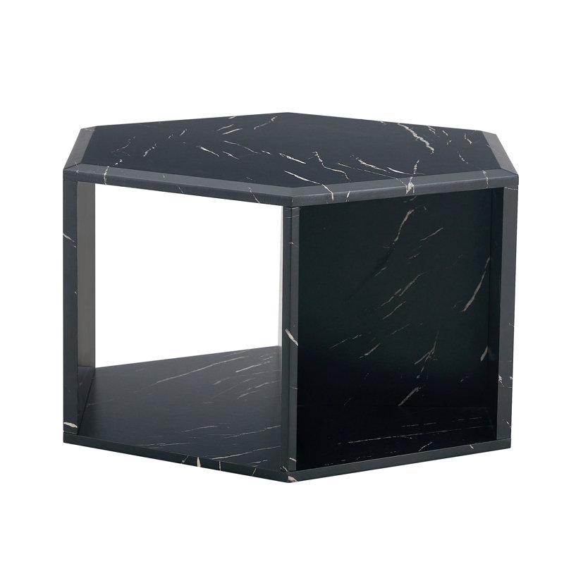 Hexagonal Coffee Table, Black, 14" H x 25" L x 21.6" W