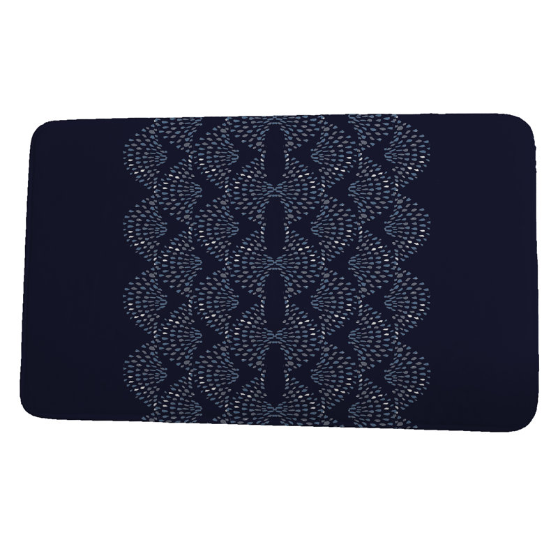Tapis de bain Hawkinsville, l 34 po x L 21 po, Marine