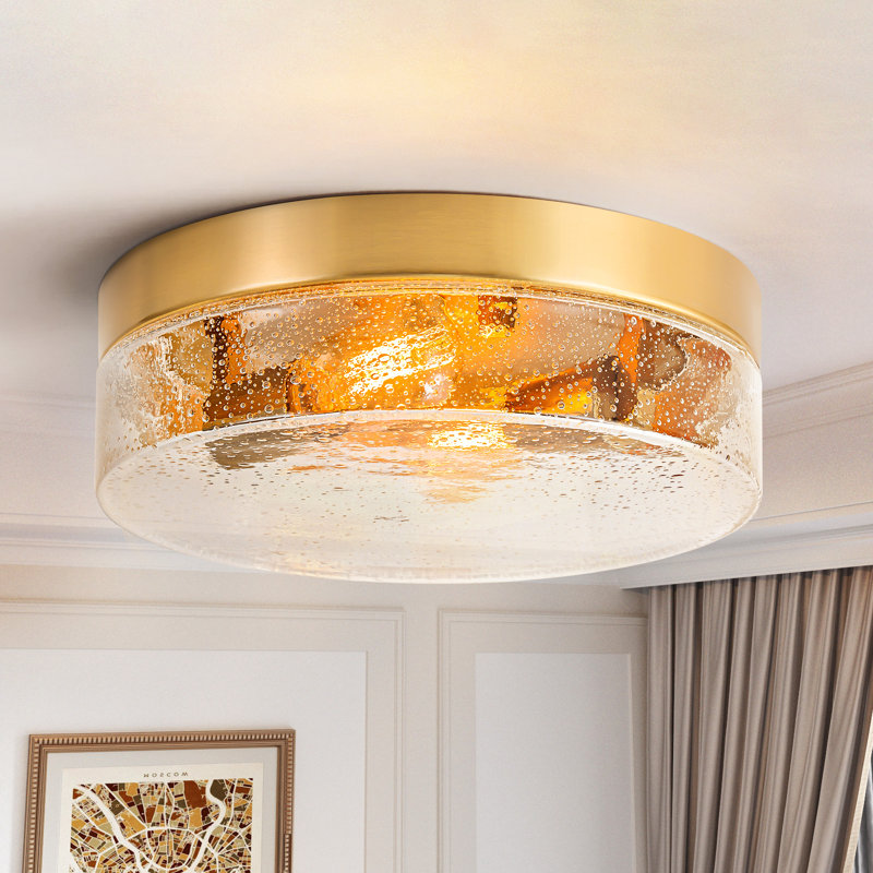 Boatner Glass Flush Mount, Brushed Gold
