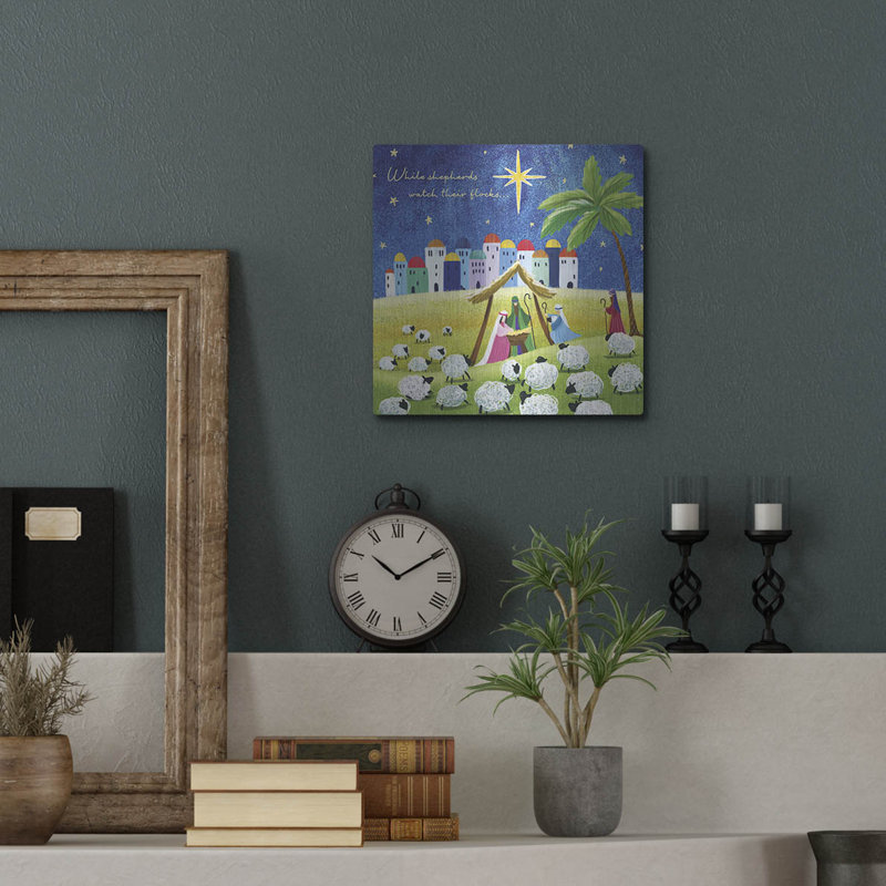  Art mural en métal «regarder leurs troupeaux» par Elle Media Group, 12 po x 12 po, H 12 po x l 12 po