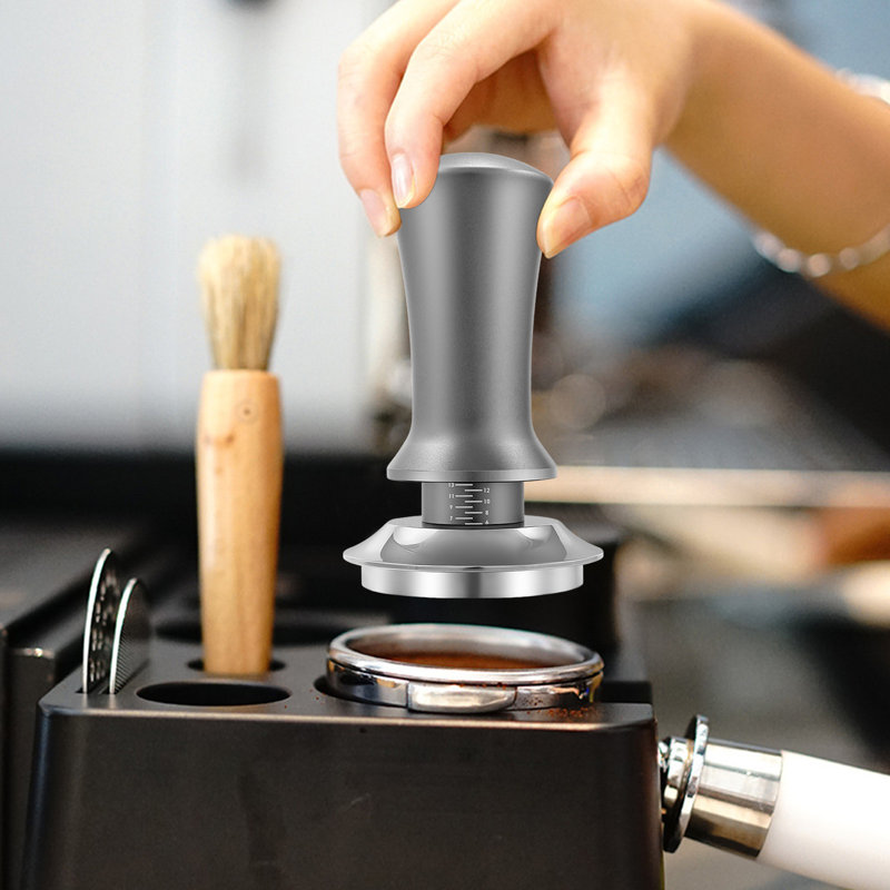 Bourreuse à café avec ressorts de rebond automatique et affichage de la profondeur réglable