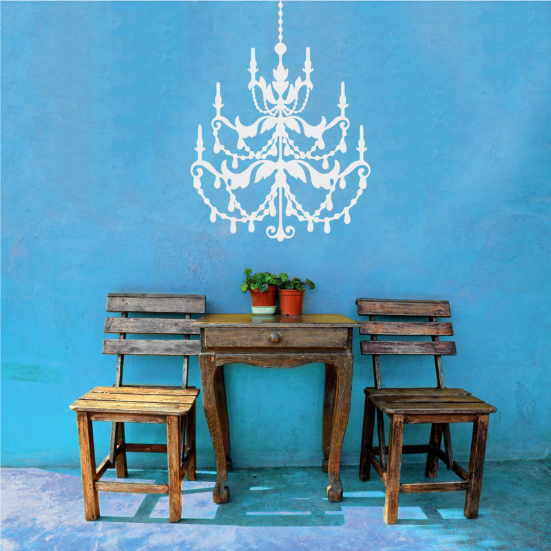 Décalcomanie murale lustre française, H 24 po x l 16 po x P 0,01 po, Blanc