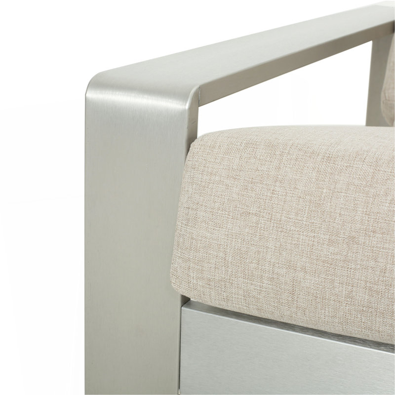 Méridienne La Plata, Coussin beige / structure argentée
