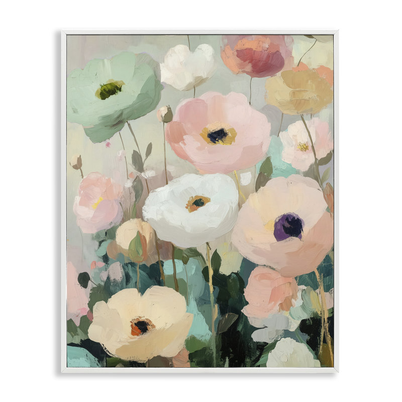 Jardin de coquelicots menthe, estampe numérique, conception par Annabelle Hall, H 20 po x l 16 po