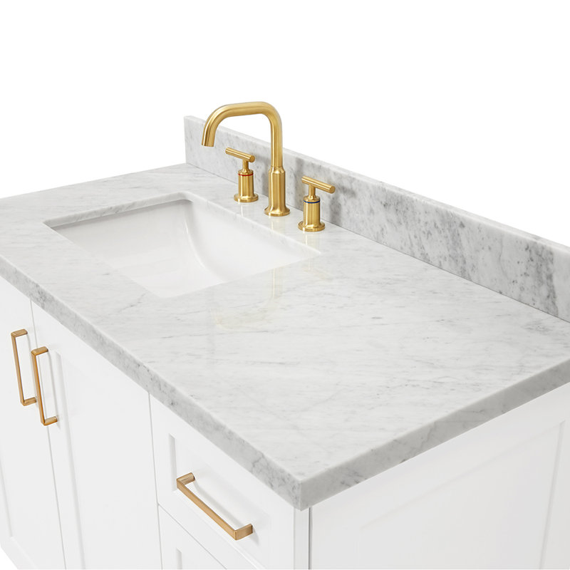 ARIEL TAYLOR 43 IN RIGHT OFFSET RECTANGLE SINK VANITY, White, Oval, Right