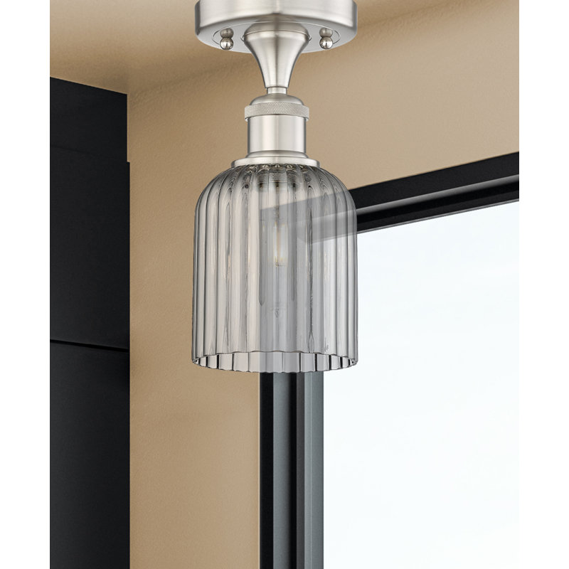 Edison - Adriena - Plafonnier semi-encastré 5 "1 lumière, Nickel satiné, Gris fumée