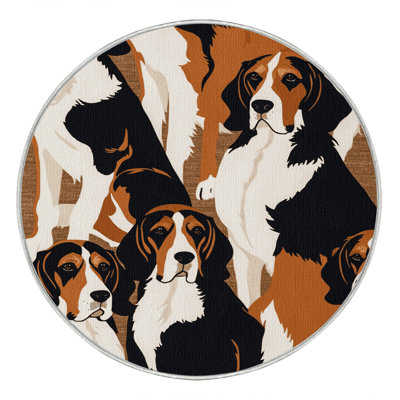 Washable English Foxhound Dogs Area Rug