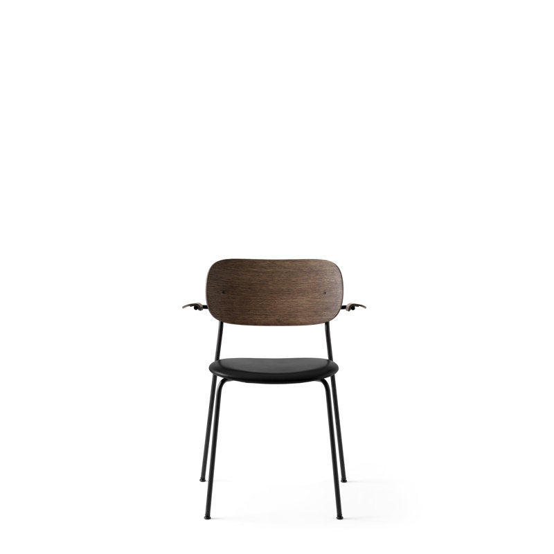 Co Upholstered Arm Chair, Bouclé 02 Acrylic, Dark Stained Oak, Chrome