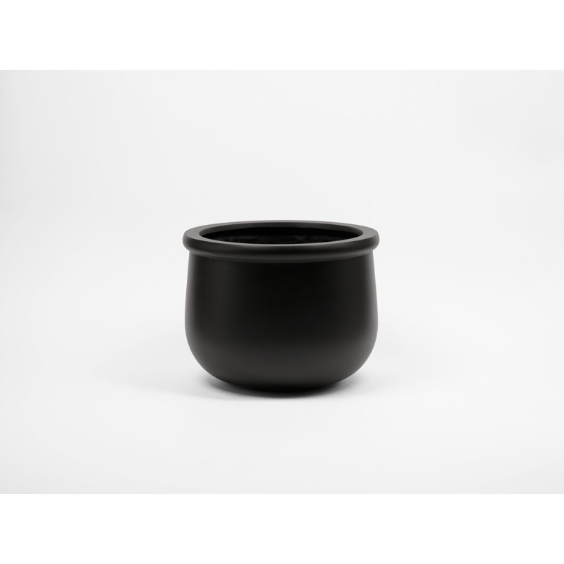 Pot de fleurs en fibre de pierre, Noir, H 12,5 po x l 15,75 po x P 15,75 po