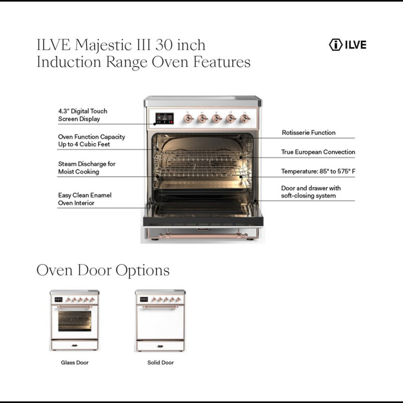 Cuisinière à induction de 30 pouces avec 4 éléments d'induction RAL (garniture brunie) Majestic III Series, Brunie