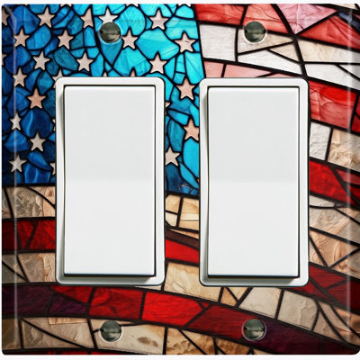 United States Flag Tile Glass Print USA Themed 2 - Gang Rocker Standard Wall Plate