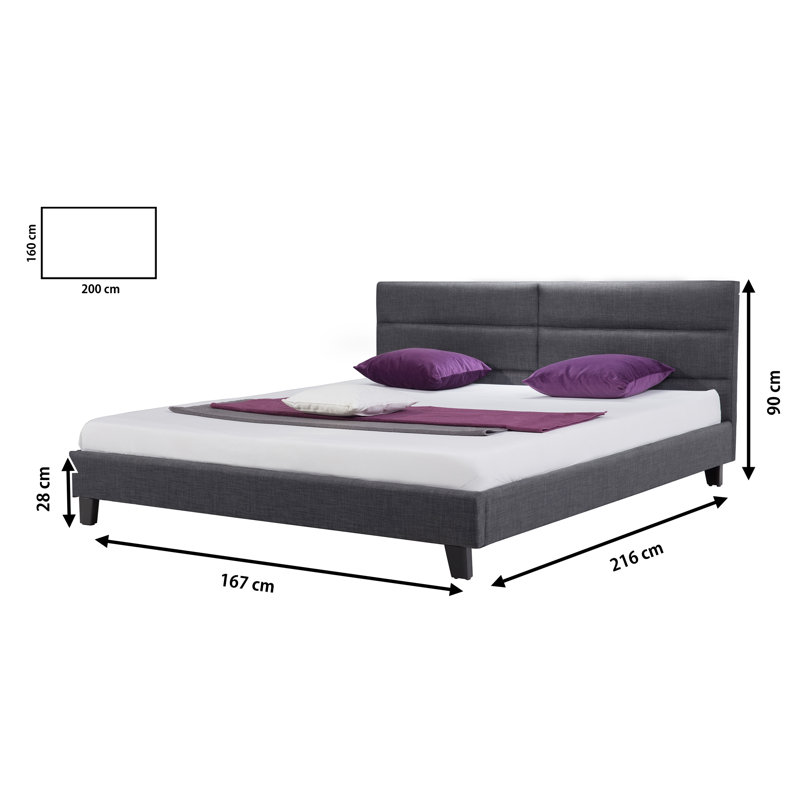 Upholstered Bed, King, Grey