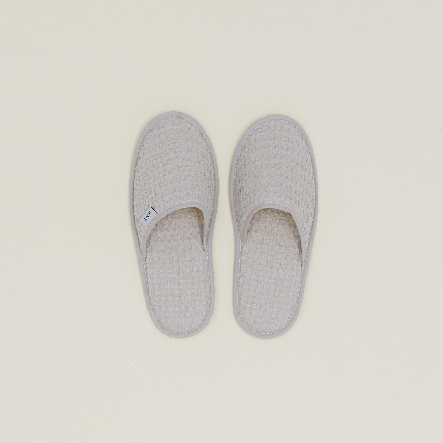 Simple Cotton Waffle Slippers, Light Gray, Large