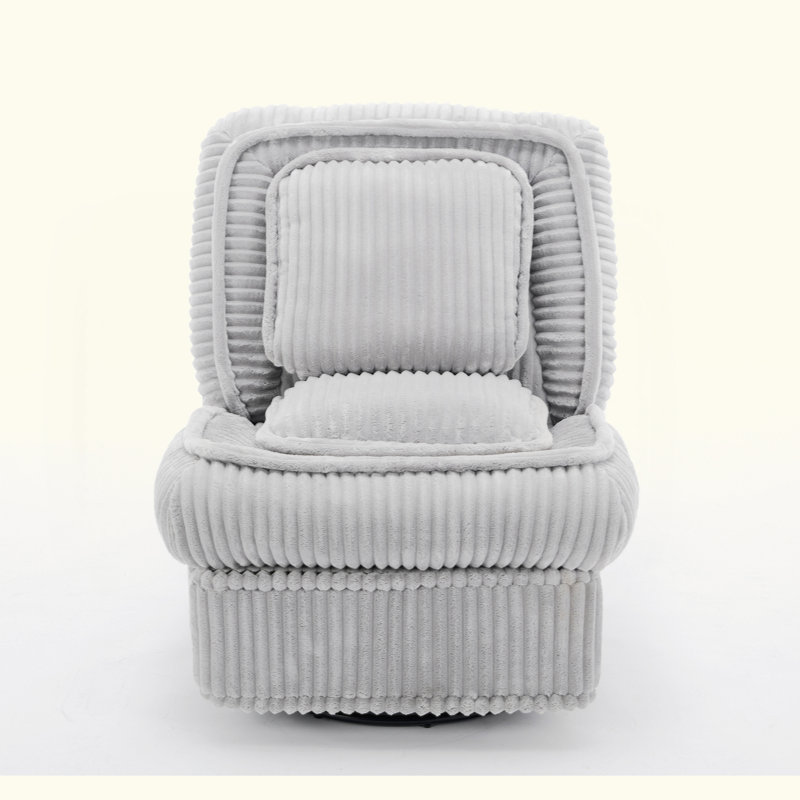 360° Swivel Recliner Chair With Adjustable Backrest and Footrest, Grey Corduroy
