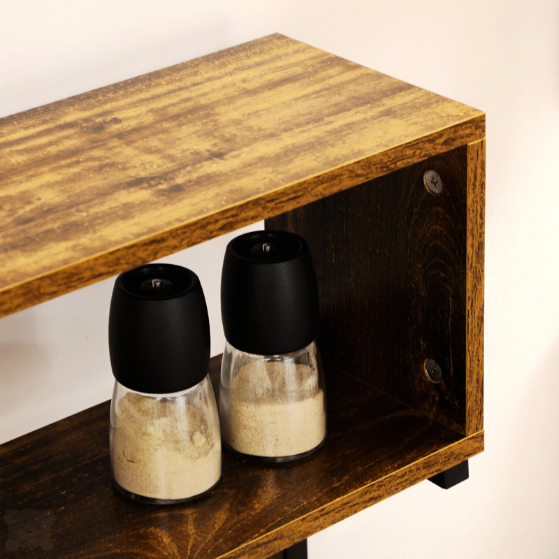 Rustic Brown Adjustable Kitchen Baker's Rack with Power Outlet