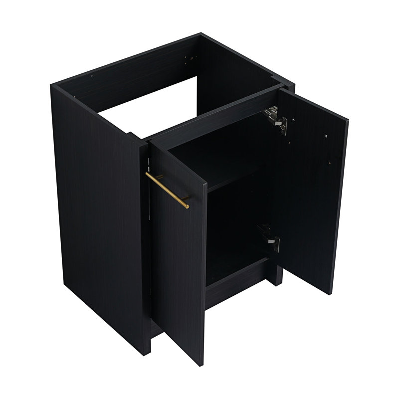 Black Freestanding Bathroom Vanity with Gold Handles