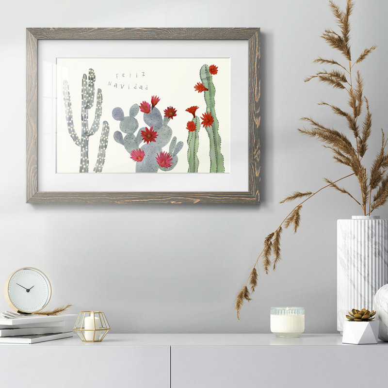 Collection de fleurs de cactus de Noël A, Encadré gris, H 14 po x l 20 po x P 1,5 po