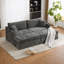 Sofa deux places extra large avec deux poufs, revêtement en chenille-135081827