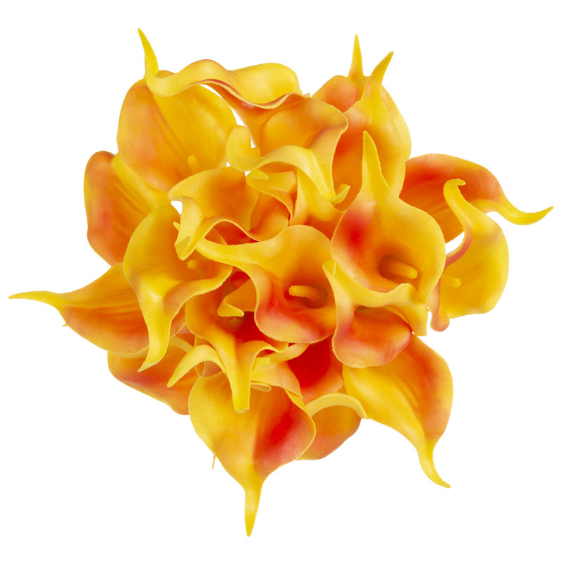 Lys de Calla artificiel 24 pièces avec tiges - Fleurs artificielles pour décoration intérieure, Orange