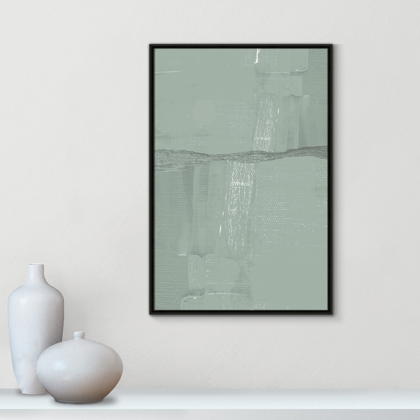 Attica "Sage Abstract" Print, 37.5" H x 25.5" W x 2" D, Espresso