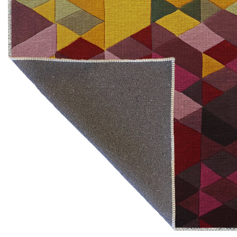 Blue-Red Themed Multi-Colored Crystal Geometric Shape Patterned Creative Modern Decorative Rug, Rectangle 3'3" x 4'11"