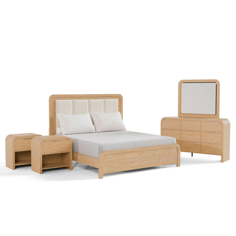 Ensemble de chambre à coucher 5 pièces Beaucet, Très grand lit, Ensemble de cinq pièces : lit + deux tables de ch