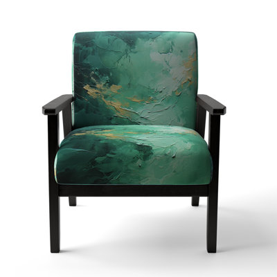 Emerald Euphoria I - Upholstered Contemporary Arm Chair, Abstract Landscape Accent Chair