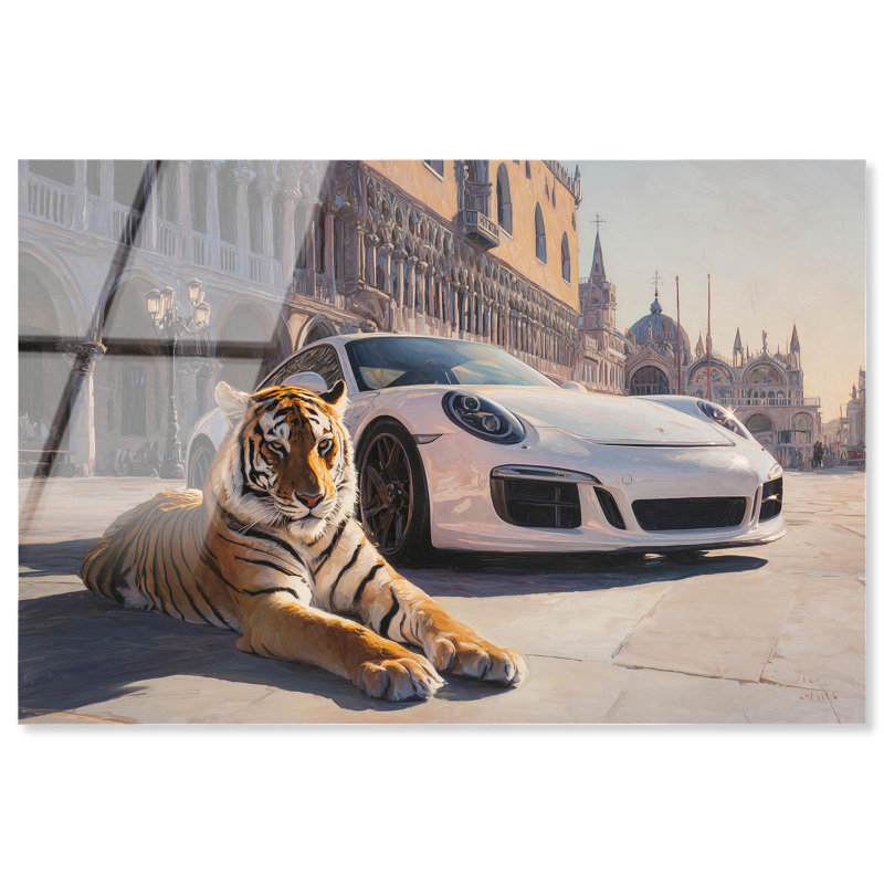 «Tiger Elegance Italy», reproduction d'art acrylique par Art Remedy, H 30 po x l 45 po