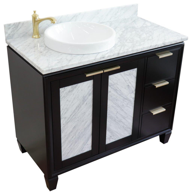 Ensemble de meuble-lavabo simple 43 po avec miroir Schreck, Noir