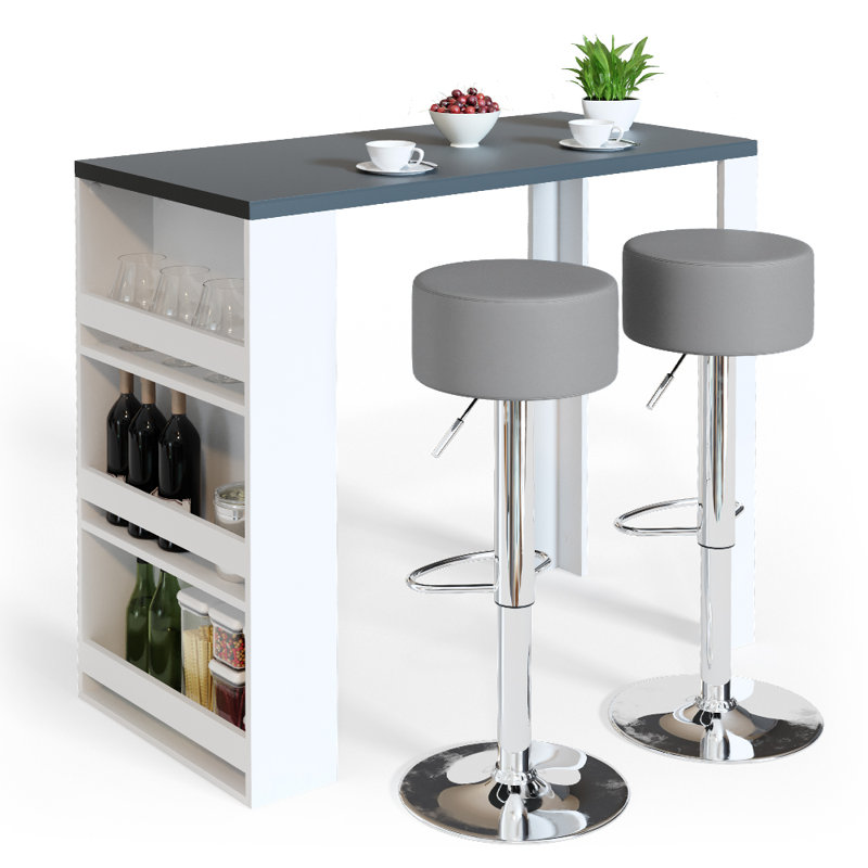 Kamoni 117cm Bar Set, White/Dark Gray